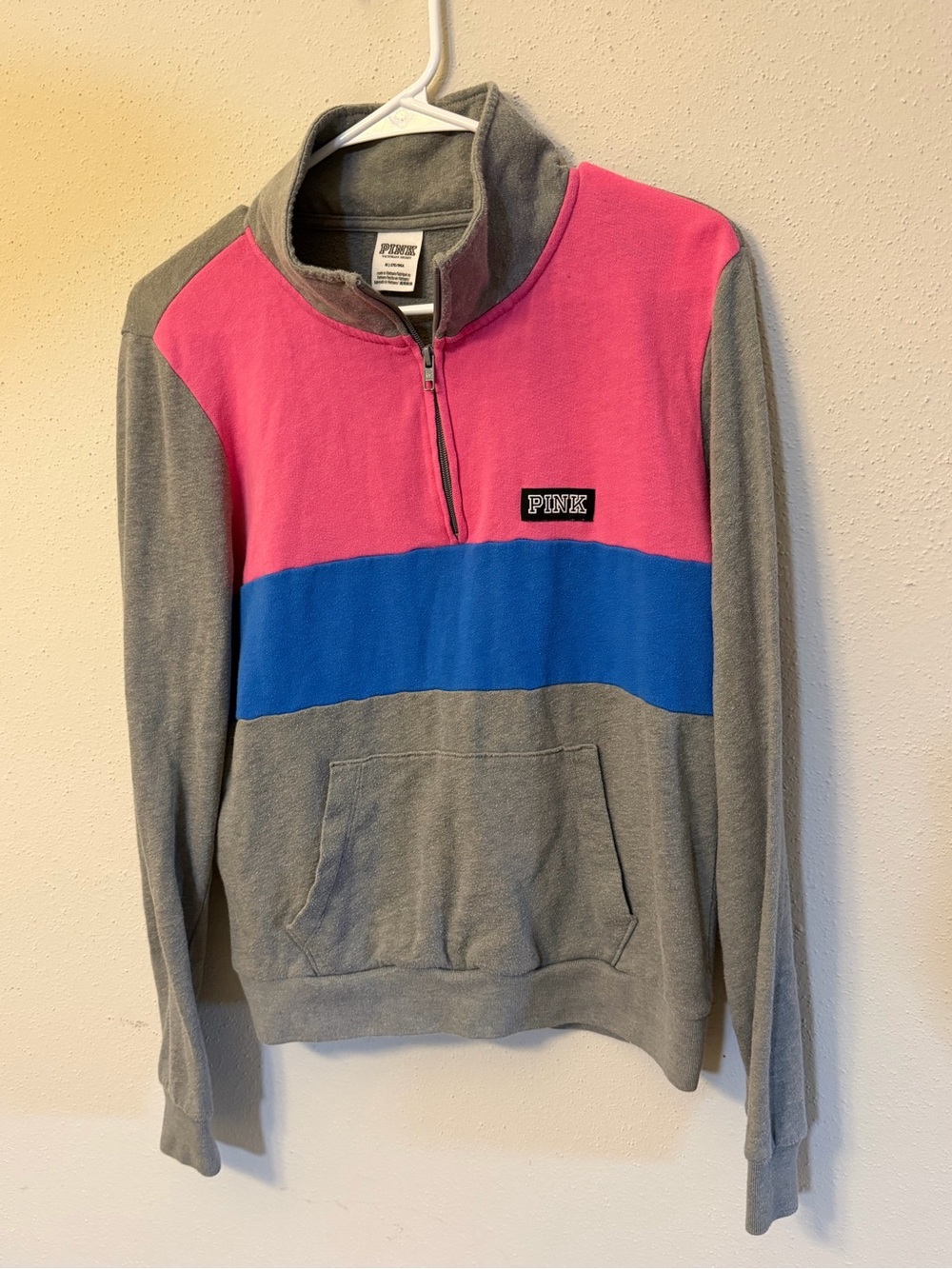 PINK Colorblock Quarter Zip Pullover